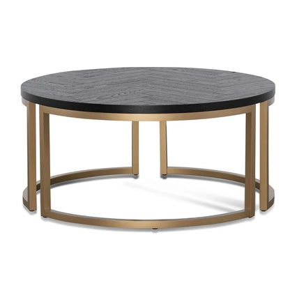 Xaltron Round Coffee Table - Peppercorn and Brass-houseofhyne