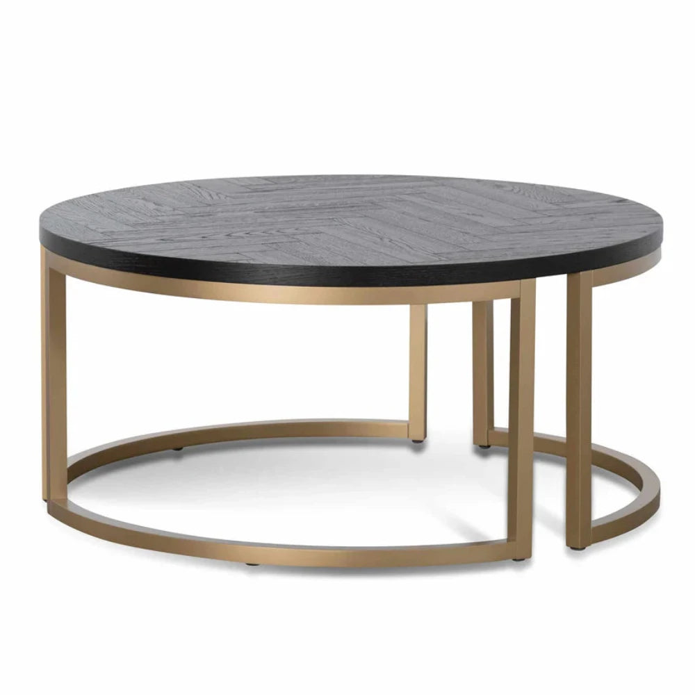 Xaltron Round Coffee Table - Peppercorn and Brass-houseofhyne