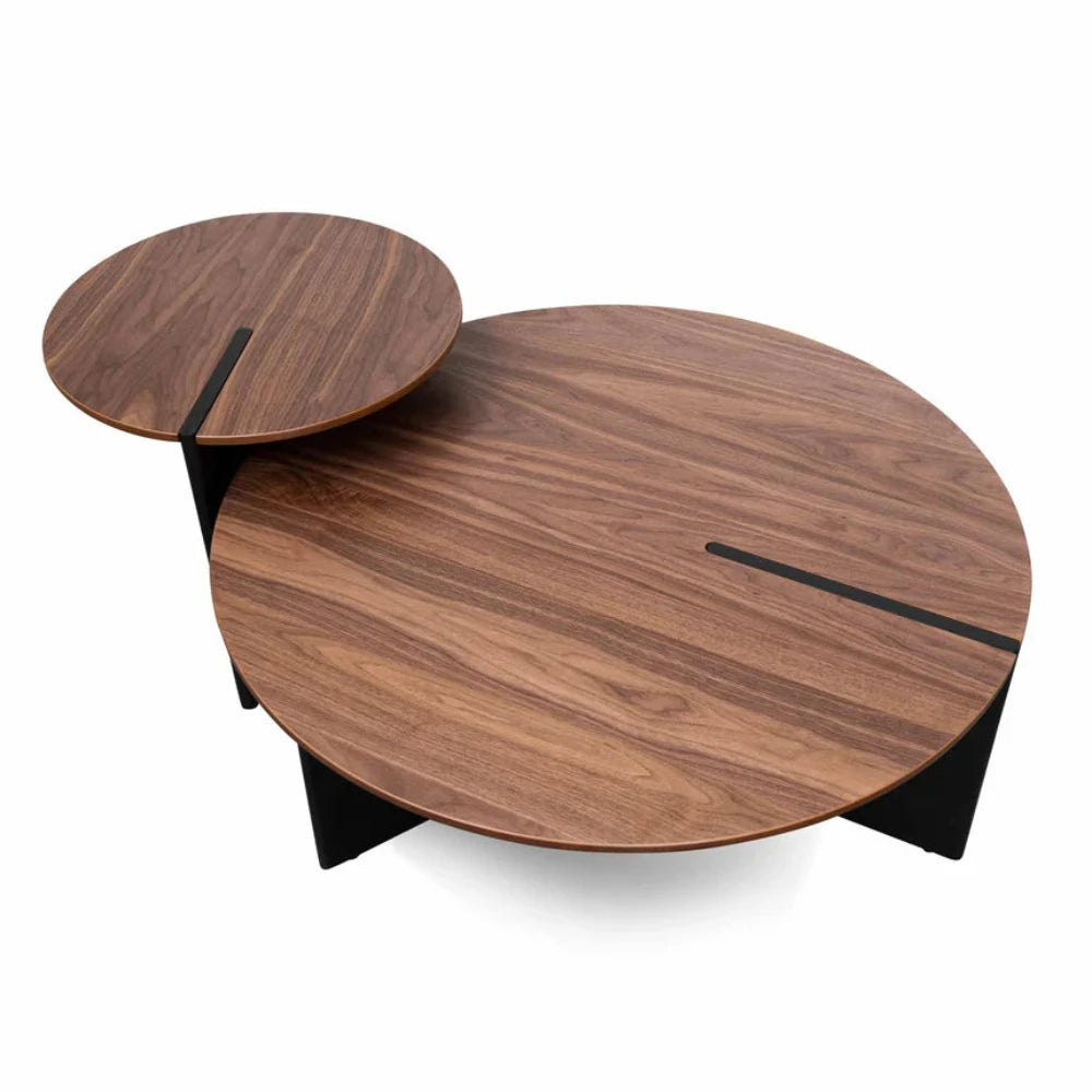 Quornex Nest of Light Walnut Coffee Table - Black Legs-houseofhyne