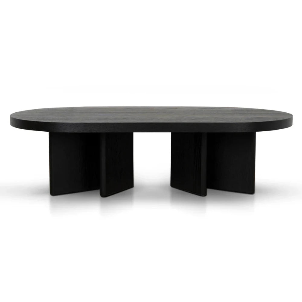 Xylox 1.3m Pill Shape Coffee Table - Textured Espresso Black-houseofhyne