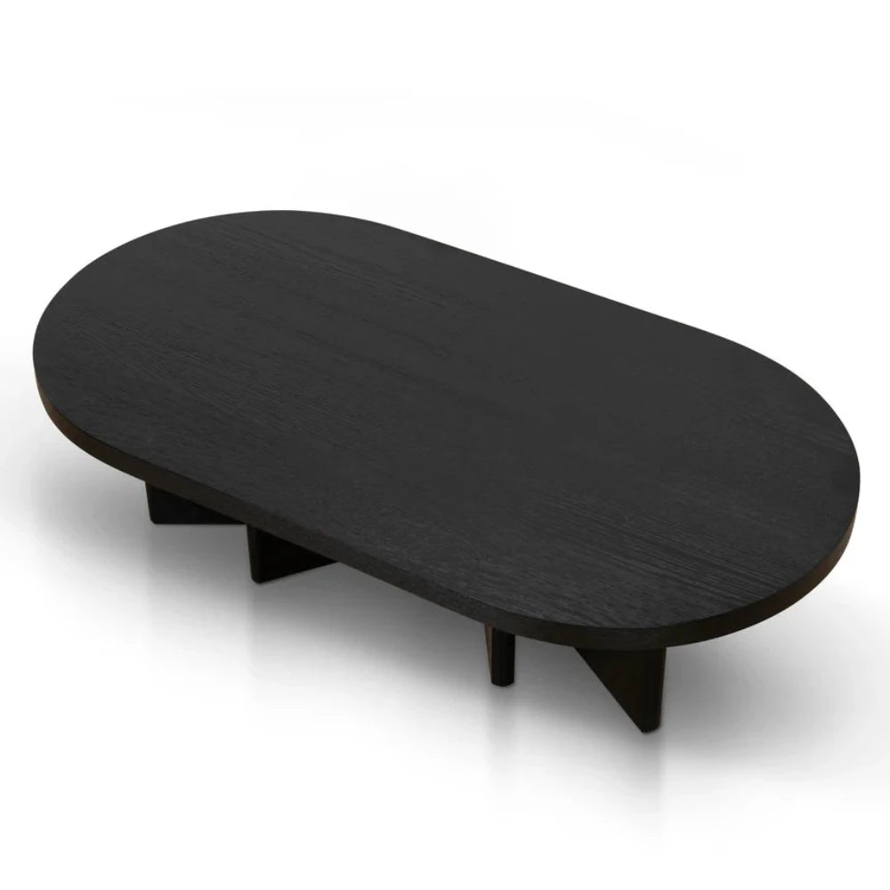 Xylox 1.3m Pill Shape Coffee Table - Textured Espresso Black-houseofhyne