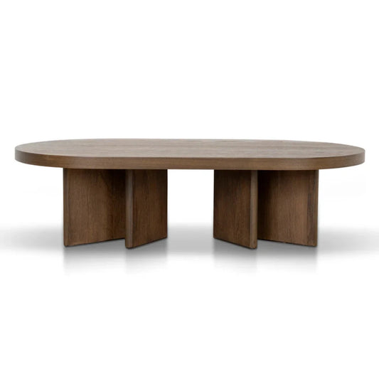 Zarnok 1.3m Pill Shape Coffee Table - Caramel Oak-houseofhyne