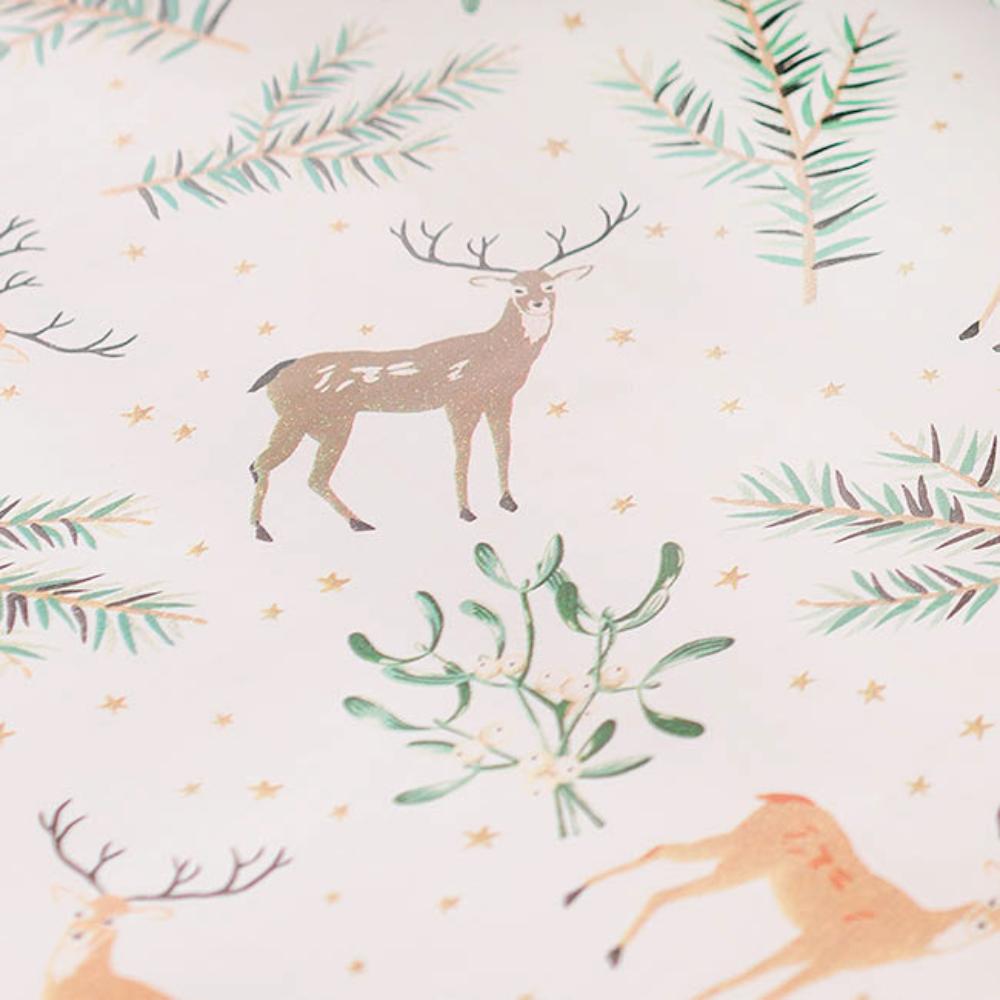 Zylox Wrapping Paper Roll Reindeer Frolic Gloss White (70cmx25m) x 2-houseofhyne