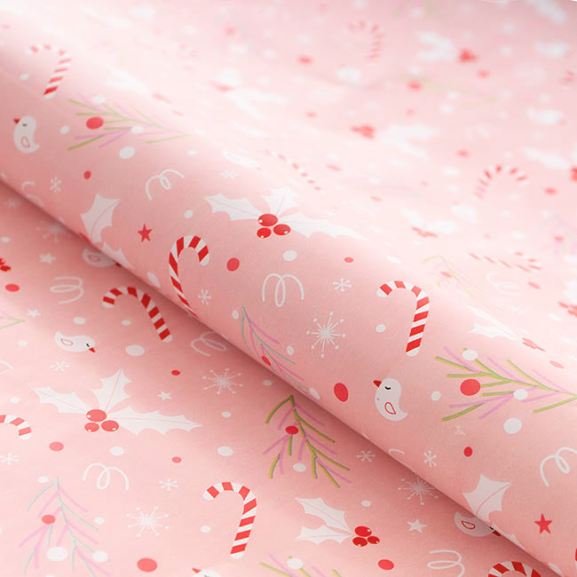 Grivok Wrapping Paper Christmas Holly & Candy Gloss Pink x 2