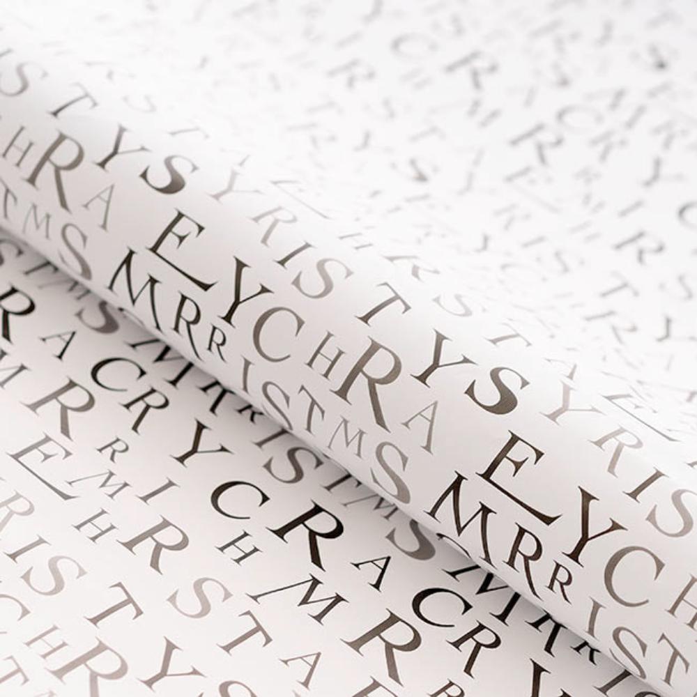 Nyrak Wrapping Paper Merry Xmas Abstract Gloss White (70cmx25m)x 2-houseofhyne