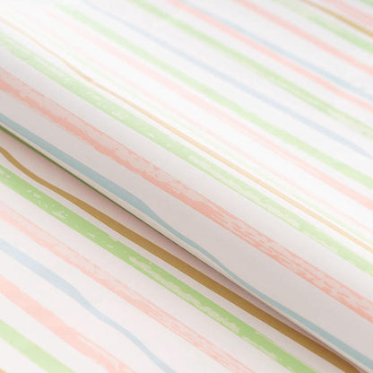 Glornix Wrapping Paper Roll Pastel & Gold Stripes Gloss (50cmx50m)x 2-houseofhyne