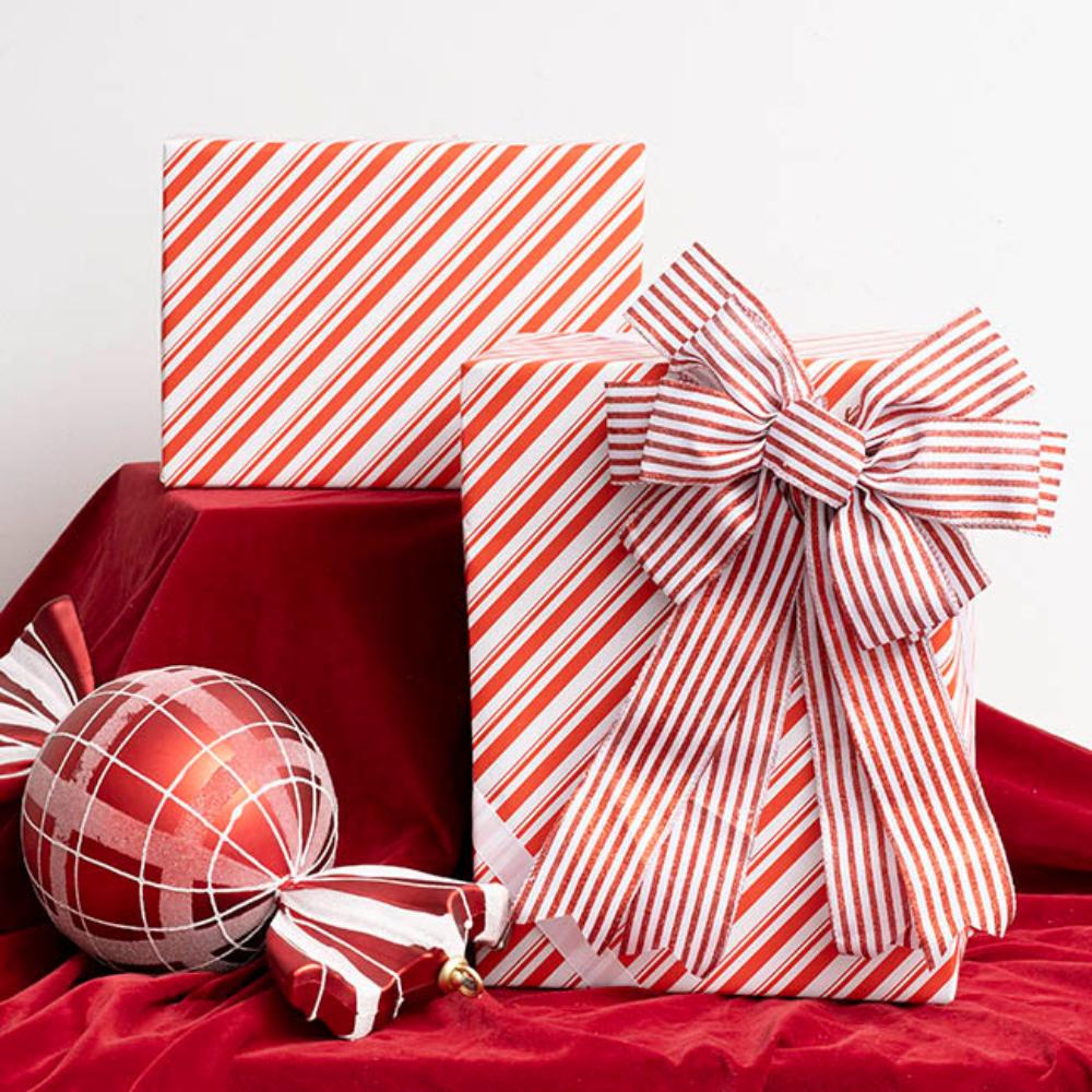 Xylor Wrapping Paper Diagonal Multi Stripes Gloss Red (50cmx50m) x 2-houseofhyne