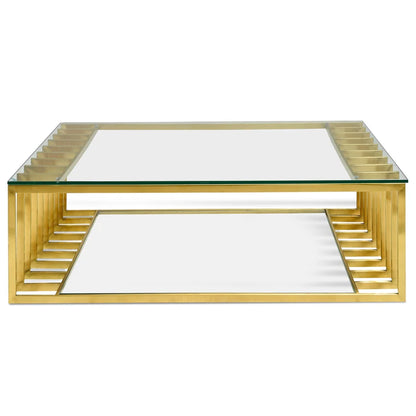 Celestial 1.3m Glass Coffee Table - Gold Base - House of Hyne