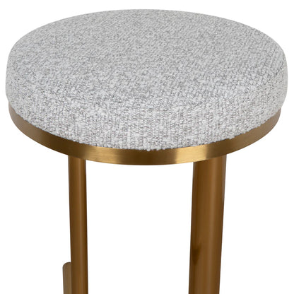 Celestial 68cm Brushed Gold Bar Stool - Silver Grey Boucle - House of Hyne