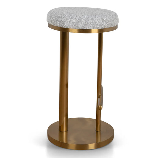 Celestial 68cm Brushed Gold Bar Stool - Silver Grey Boucle - House of Hyne