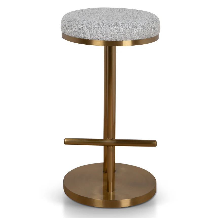 Celestial 68cm Brushed Gold Bar Stool - Silver Grey Boucle - House of Hyne