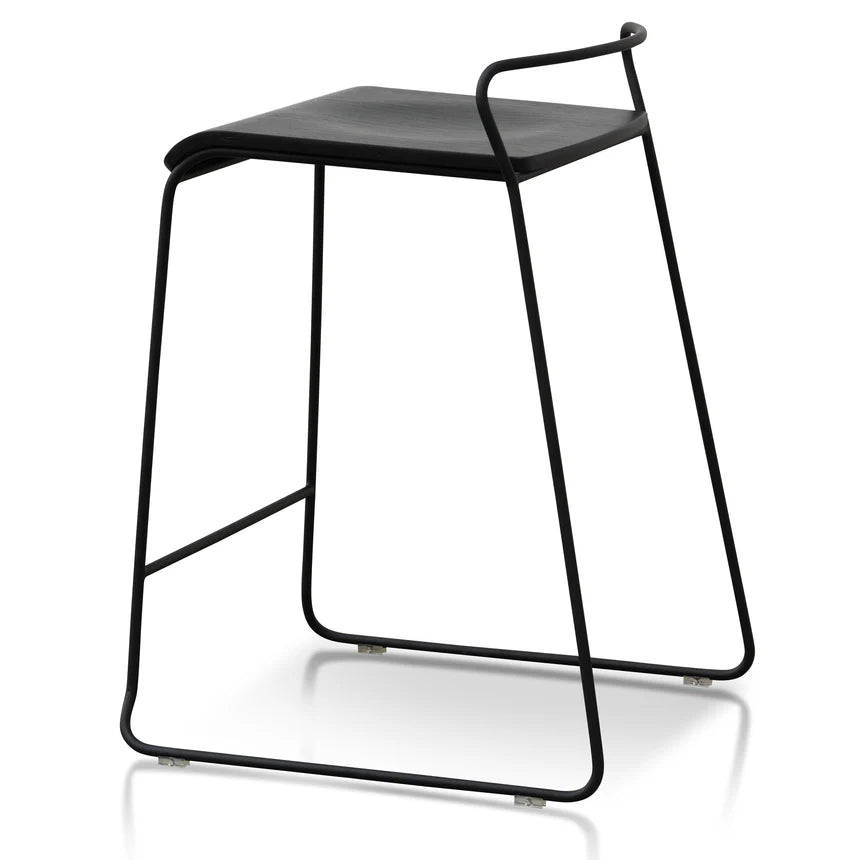 Cilantro 65cm Wooden Seat Bar Stool - Black - House of Hyne