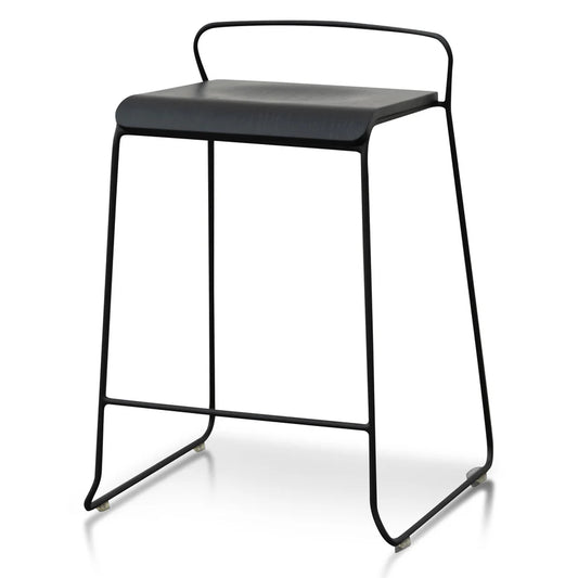 Cilantro 65cm Wooden Seat Bar Stool - Black - House of Hyne