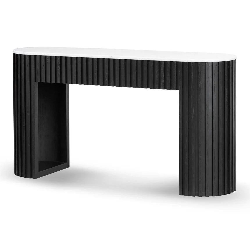 Cosmic 1.5m White Marble Console Table - Black - House of Hyne