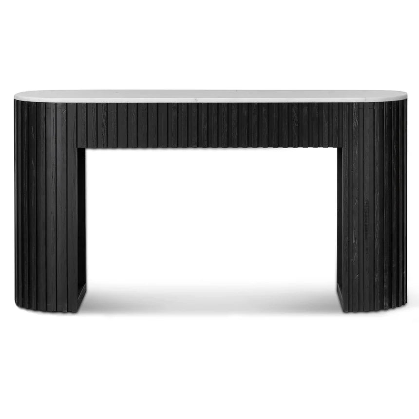 Cosmic 1.5m White Marble Console Table - Black - House of Hyne