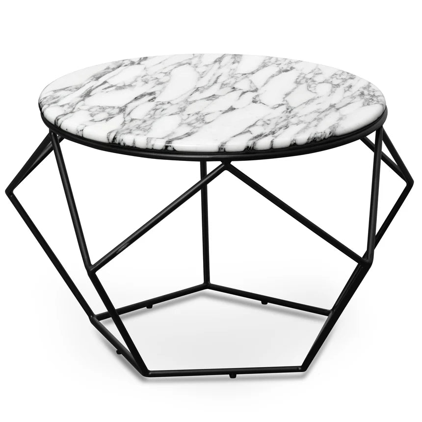 Cosmos Marble 72cm Coffee Table - Matt Black Base - House of Hyne