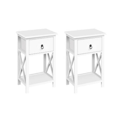 Artiss Bedside Table 1 Drawer with Shelf x2 - EMMA White 1