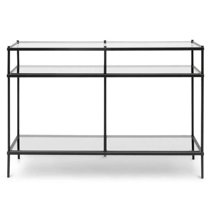 Krylos 1.2m Grey Glass Console Table - Black Base-houseofhyne