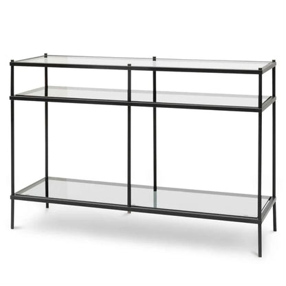 Krylos 1.2m Grey Glass Console Table - Black Base-houseofhyne