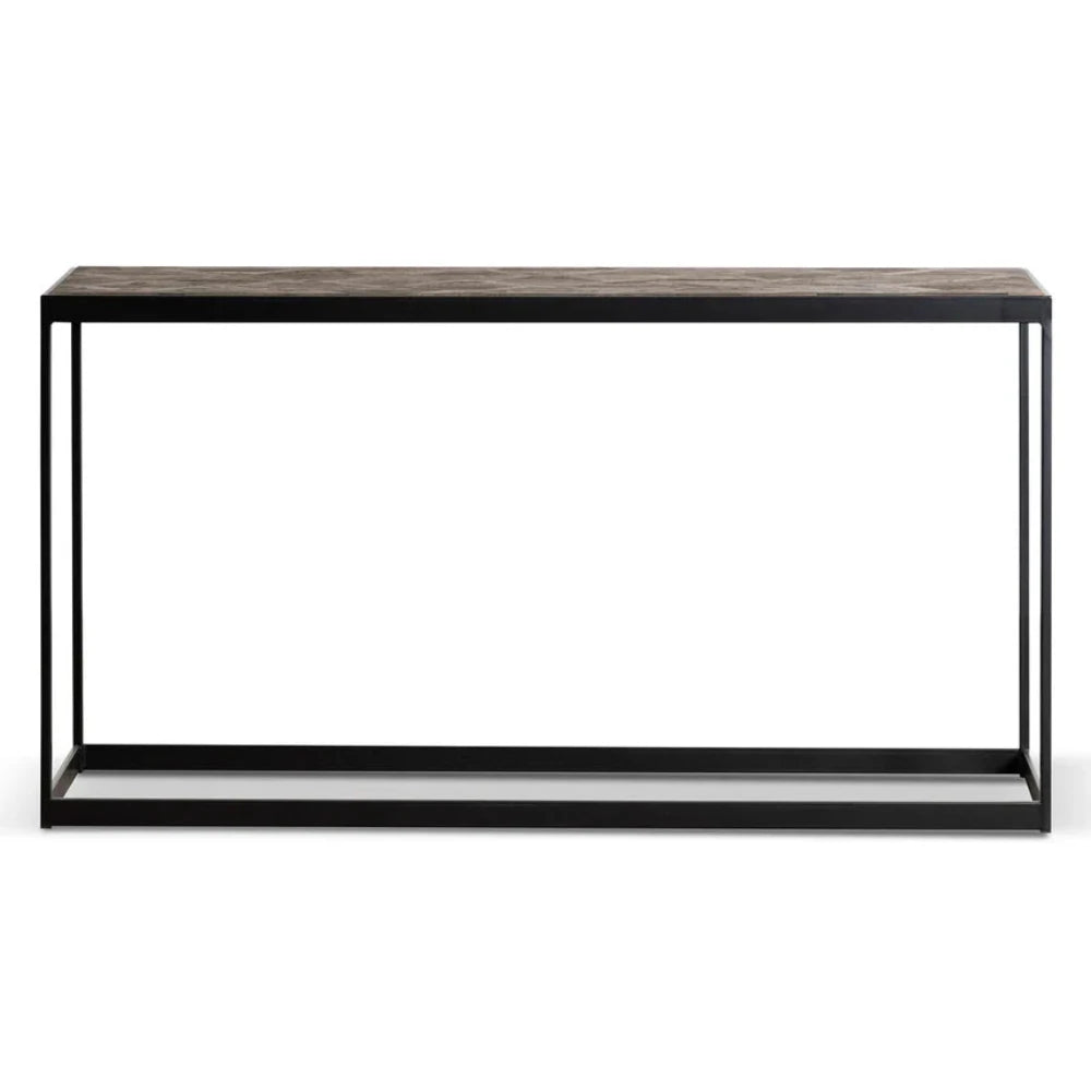 Qylorn 140cm Console Table in Dark Natural - Black Frame-houseofhyne