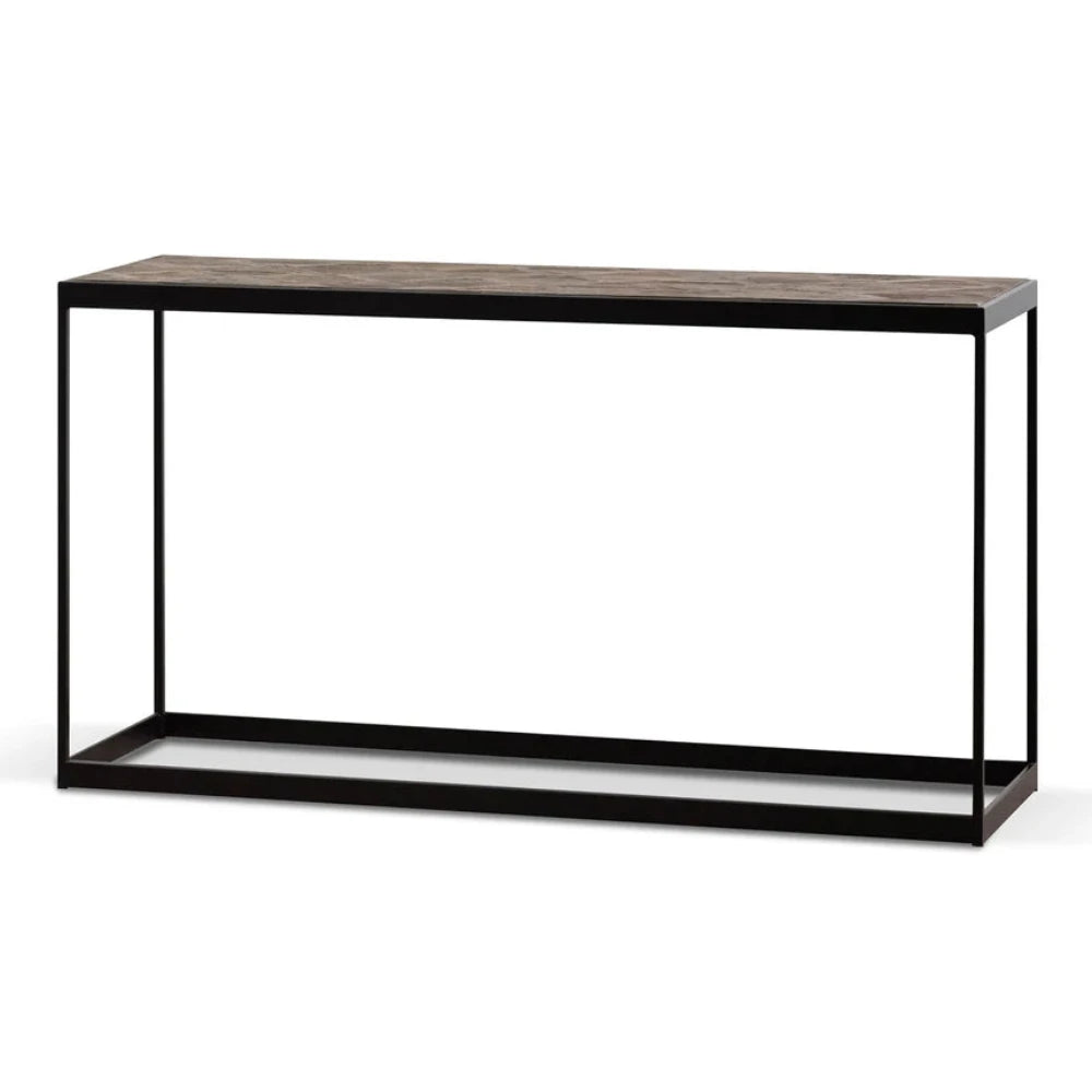 Qylorn 140cm Console Table in Dark Natural - Black Frame-houseofhyne