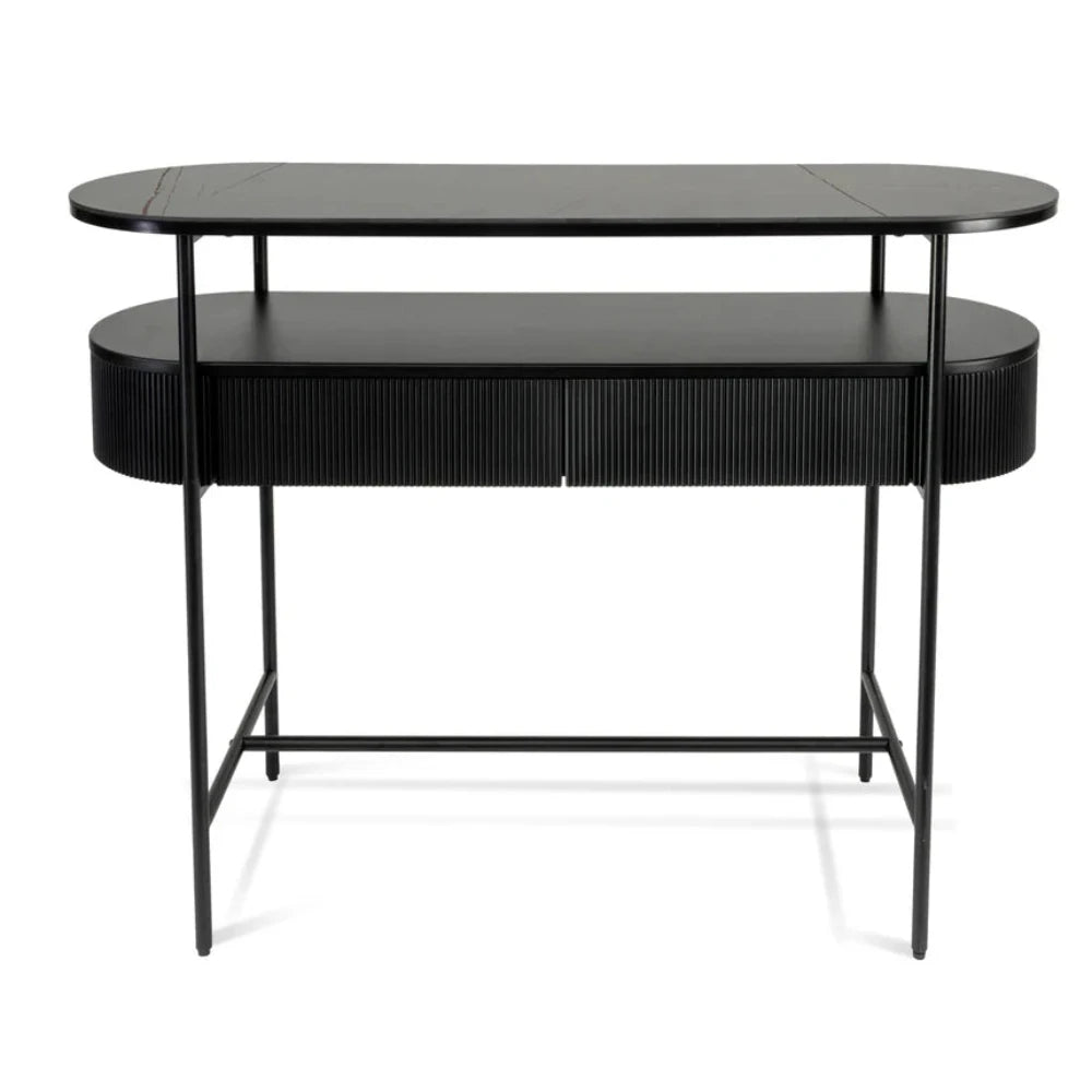 Tzorg 1.2m Stone Top Console Table - Black-houseofhyne