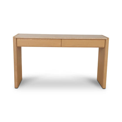 Drakar 1.4m Travertine Top Console Table - Creme Ash-houseofhyne