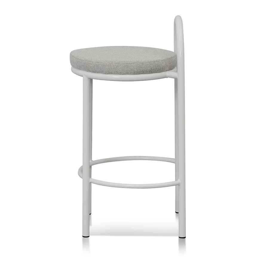 Decorative 63cm White Frame Bar Stool - Coastal Light Grey (Set of 2) - House of Hyne