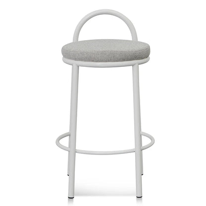 Decorative 63cm White Frame Bar Stool - Coastal Light Grey (Set of 2) - House of Hyne