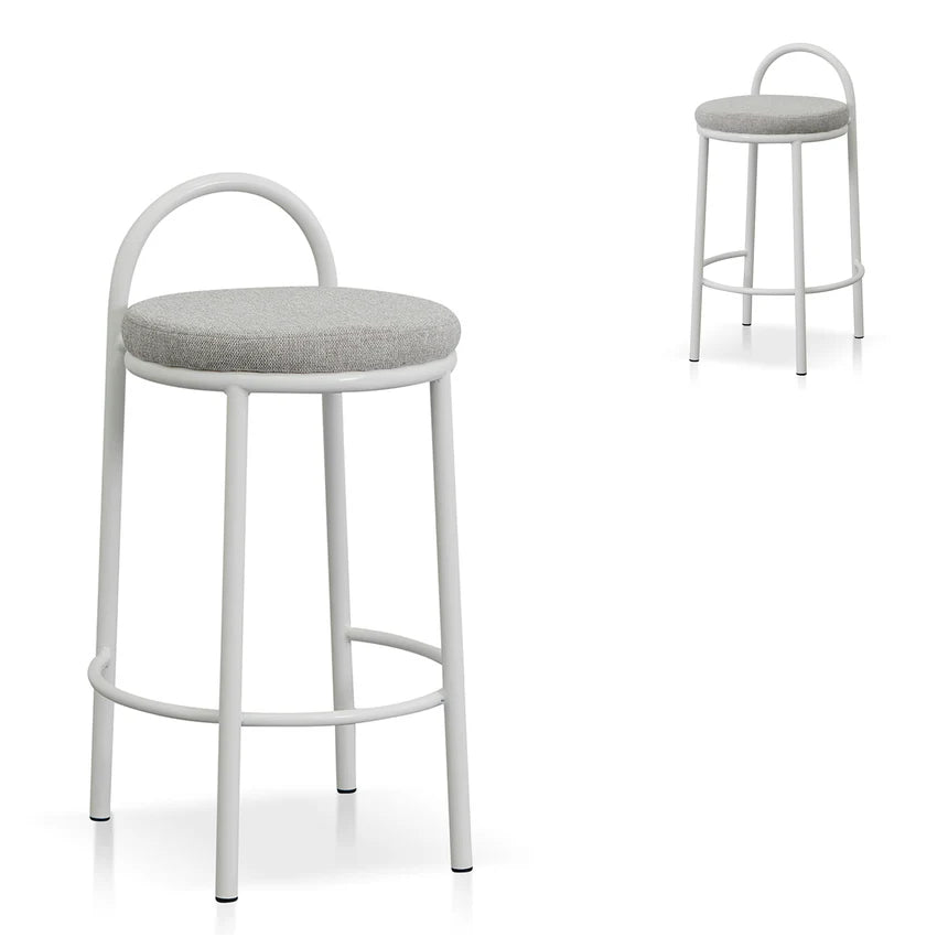 Decorative 63cm White Frame Bar Stool - Coastal Light Grey (Set of 2) - House of Hyne