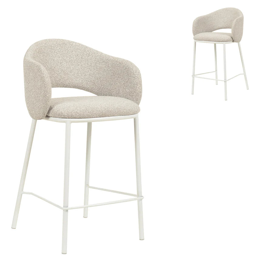 Elegant 65cm White Bar Stool - Clay Grey (Set of 2) - House of Hyne