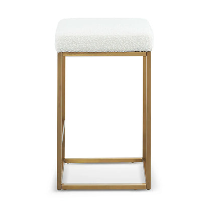 Elegent Daisy White Boucle Bar Stool - Brushed Gold Base - House f Hyne