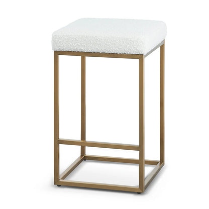 Elegent Daisy White Boucle Bar Stool - Brushed Gold Base - House f Hyne