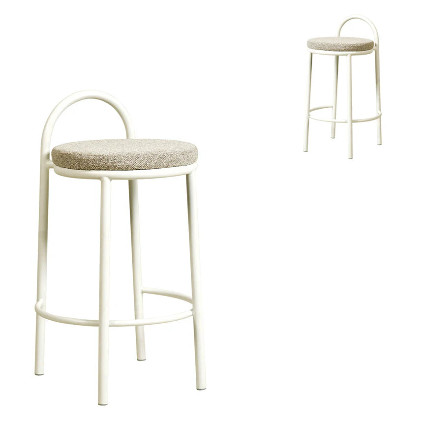 Enchanting 63cm White Frame Bar Stool - Clay Grey (Set of 2) - House of Hyne