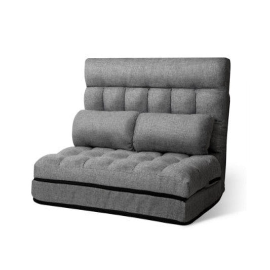 Artiss Lounge Sofa Bed 2-seater Grey Fabric 1