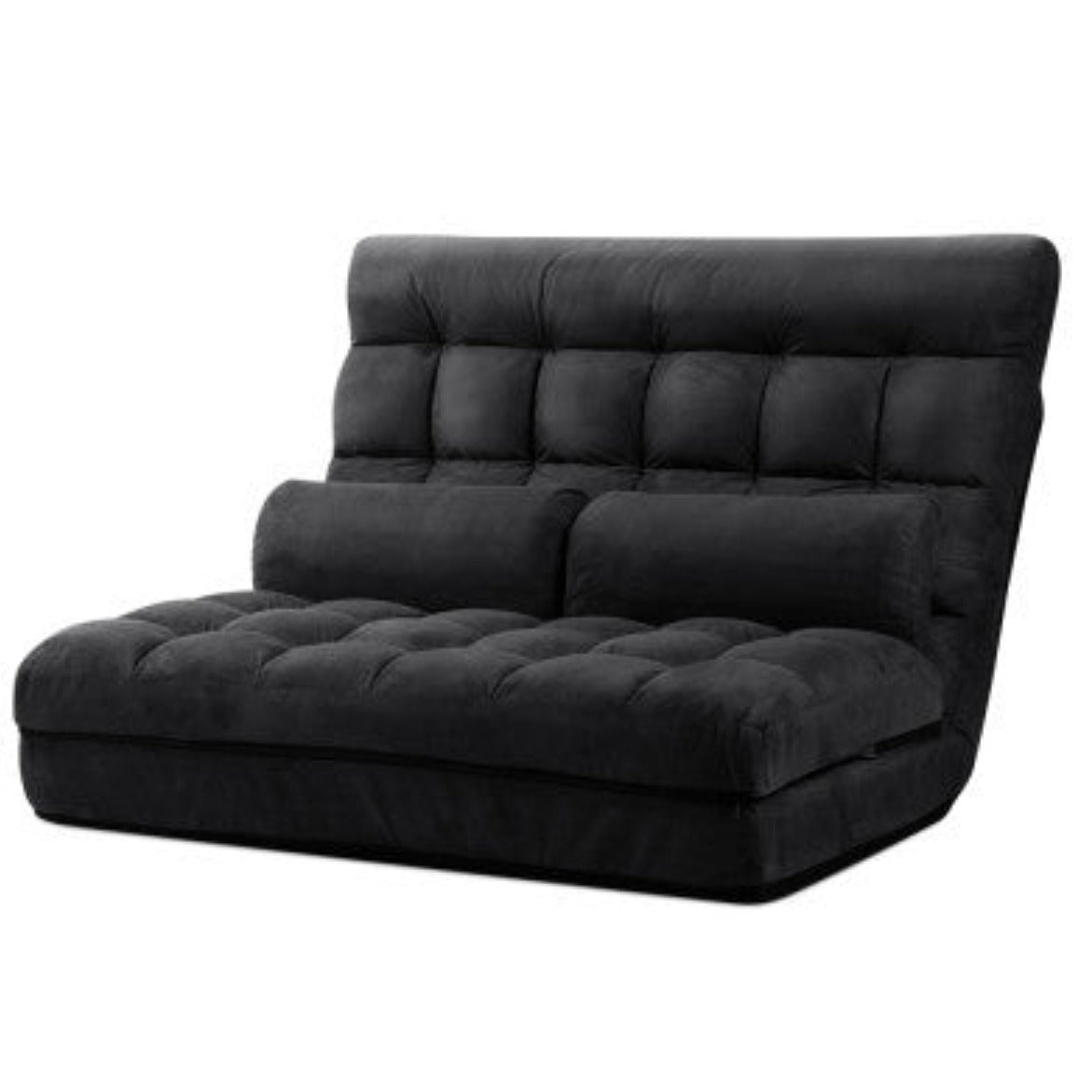 Artiss Lounge Sofa Bed 2-seater Charcoal Suede 1