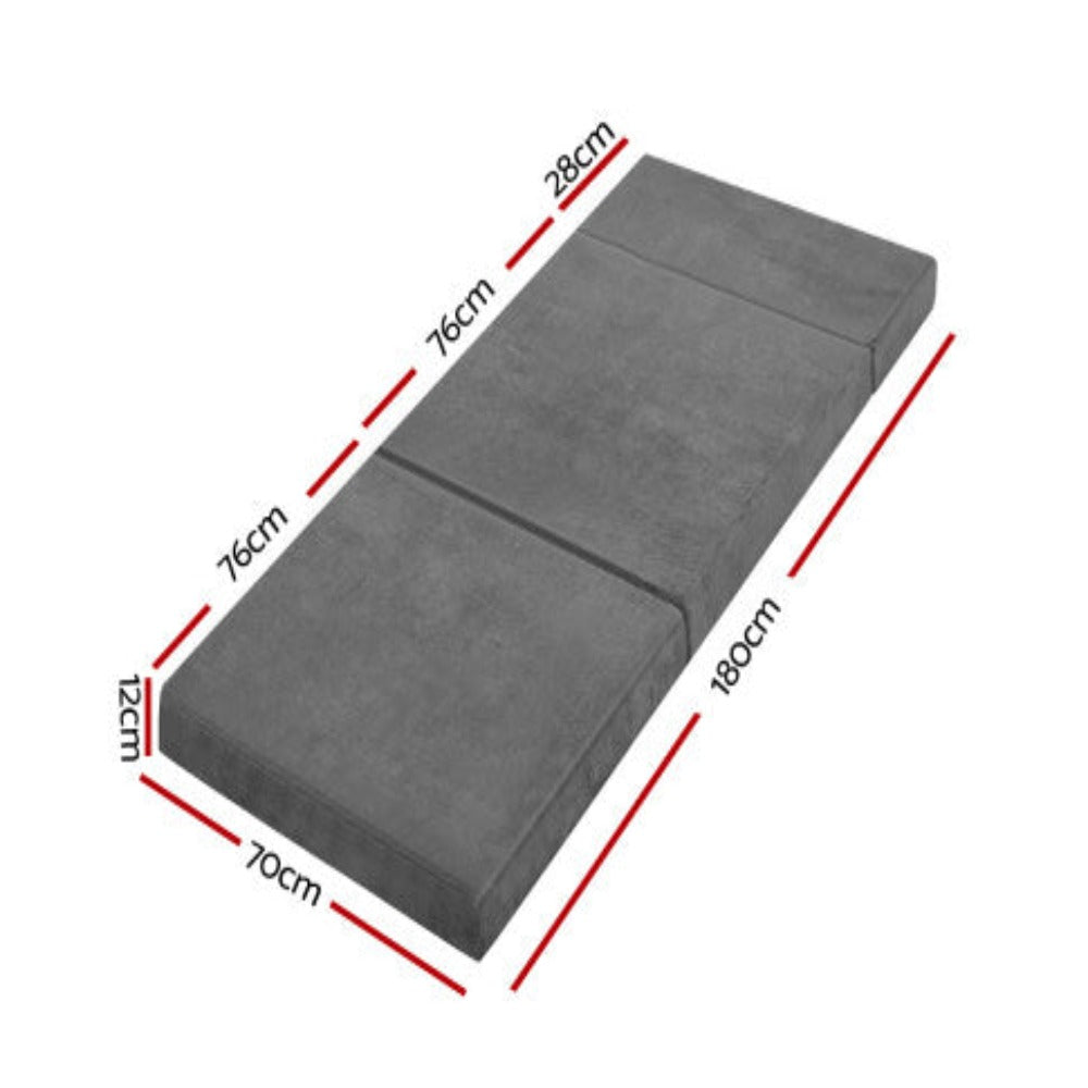 Giselle Bedding Foldable Mattress Folding Foam Bed Mat Single Grey 2