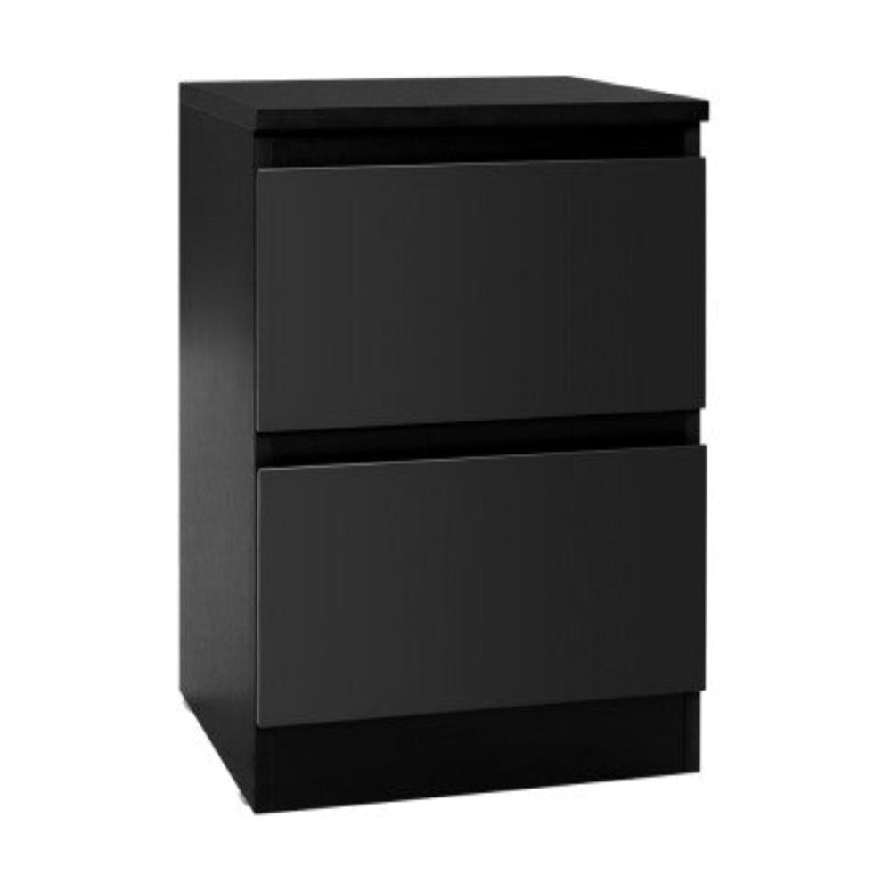 Artiss Bedside Table 2 Drawers - PEPE Black 1