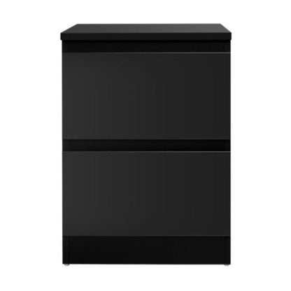 Artiss Bedside Table 2 Drawers - PEPE Black 3