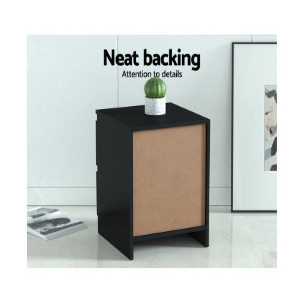 Artiss Bedside Table 2 Drawers - PEPE Black 6