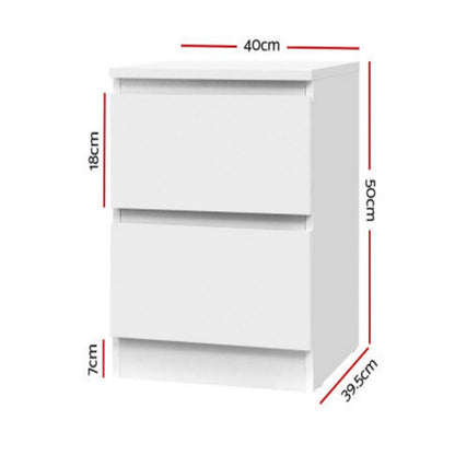 Artiss Bedside Table 2 Drawers - PEPE White 2