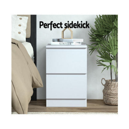 Artiss Bedside Table 2 Drawers - PEPE White 5