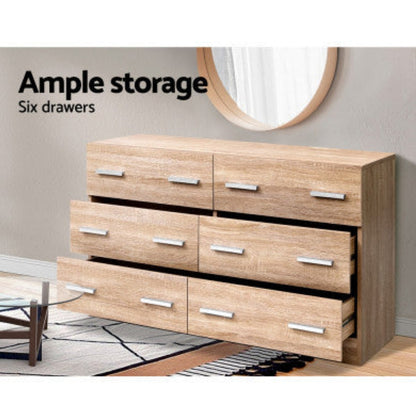 Artiss 6 Chest of Drawers - VEDA Oak 2