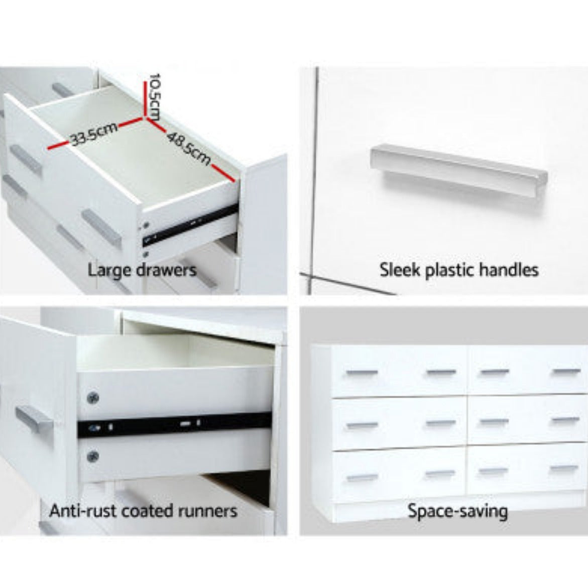 Artiss 6 Chest of Drawers - VEDA White 6