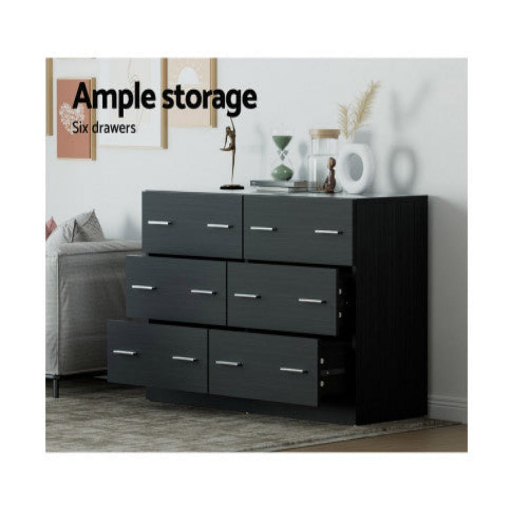 Artiss 6 Chest of Drawers - VEDA Black - HouseofHyne