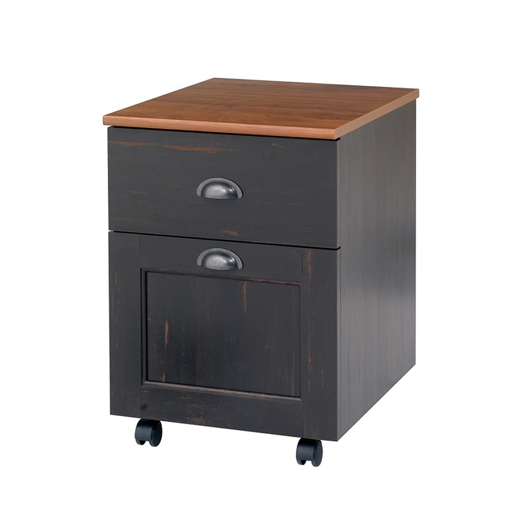 Qyphos 2 Draw Mobile Filling Cabinet In Antique Black - House of Hyne