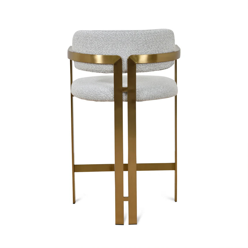 Galactic 65cm Brushed Gold Bar Stool - Grey Boucle - House of Hyne