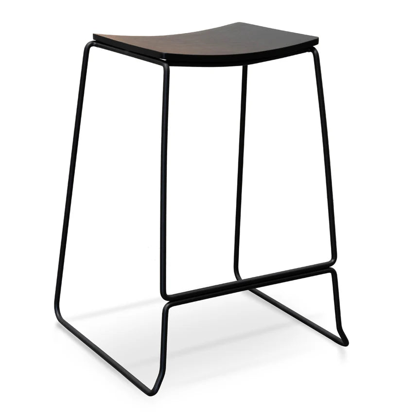 Galacticon Black Timber Seat Bar Stool - Black Frame - House of Hyne