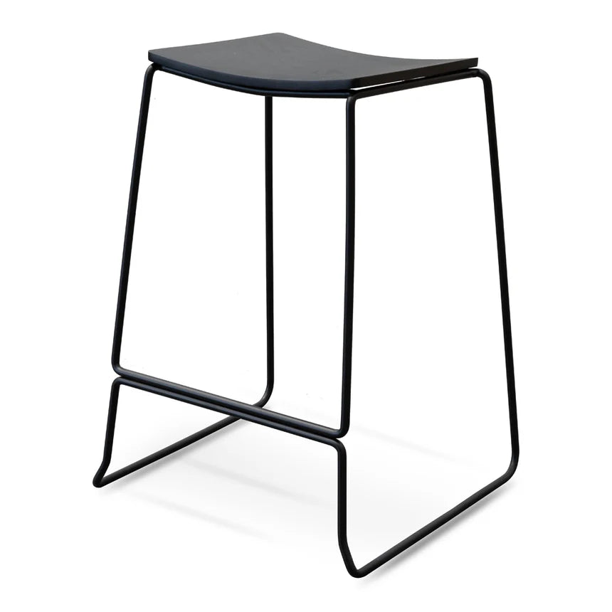 Galacticon Black Timber Seat Bar Stool - Black Frame - House of Hyne