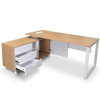 Galvak 180cm Executive Office Desk With Left Return - Natural - House of Hyne